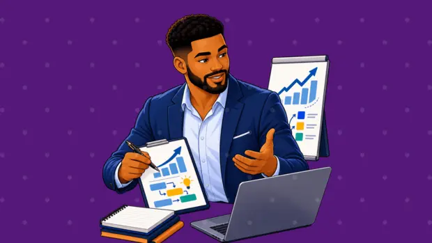 Couragier practical learning illustration — e-learning digital education platform, lion mascot Couragier